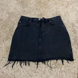 H&M longer black denim skirt- US 8